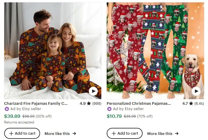 圣誕服飾六款爆款服飾之親子睡衣，家居服