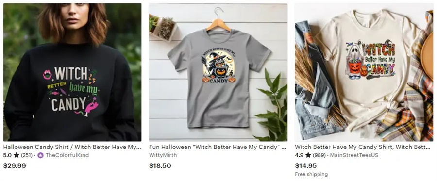 t恤定制萬圣節(jié)元素糖果，女巫