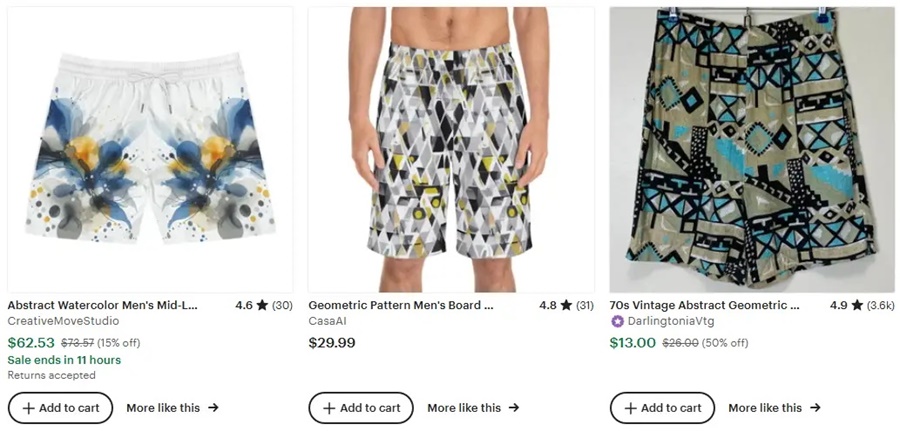 跨境電商款式推薦男裝休閑幾何印花短褲