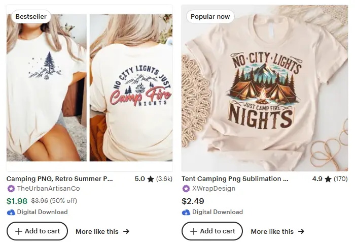 跨境選品思路，秋冬T恤設計元素推薦之秋季露營風景設計