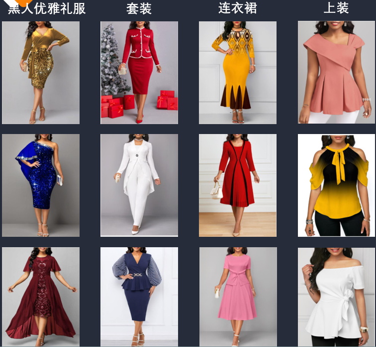 Temu2025女裝上新重點黑人優(yōu)雅女裝